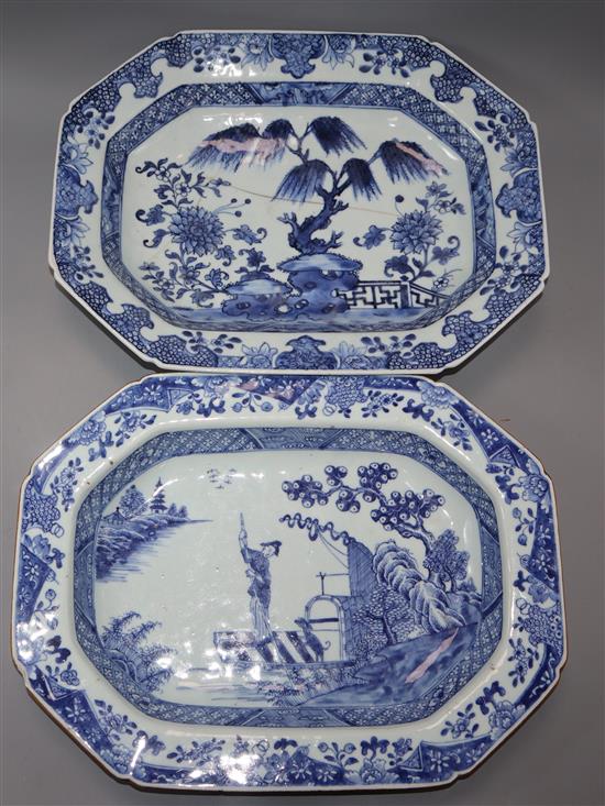Two 19th century Nanking blue and white dishes (a.f.)